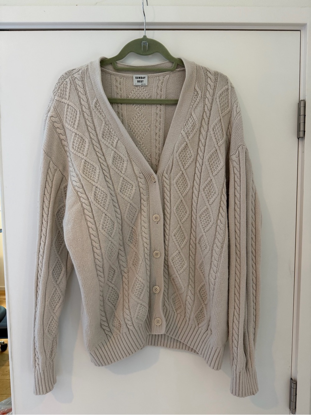 Aritzia Sunday Best Cream Cable Knit Button-Up Cardigan